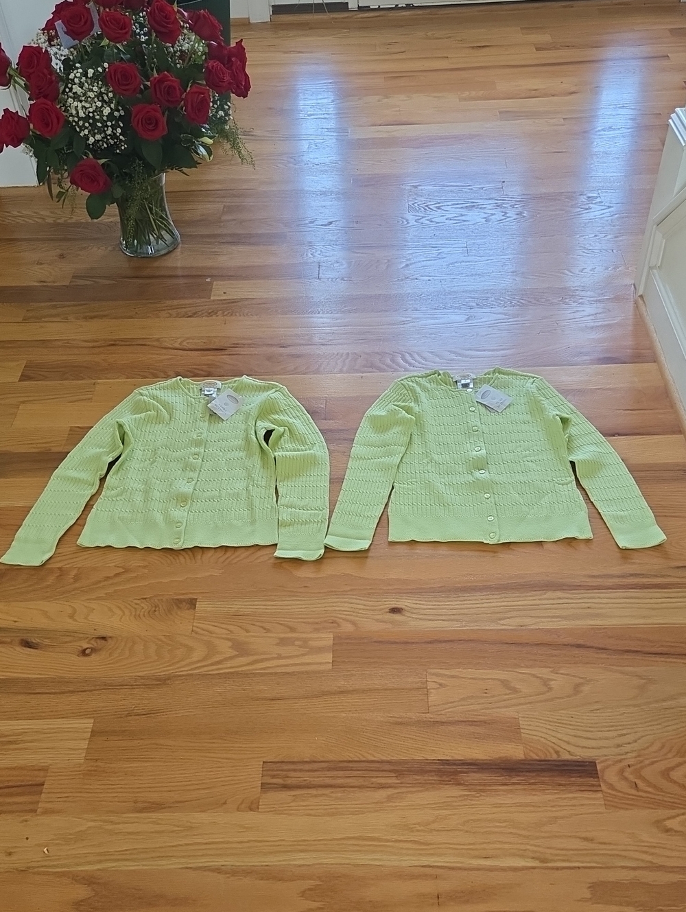 Two Brand New Talbots Citrus Green Cotton Cardigans Size PS